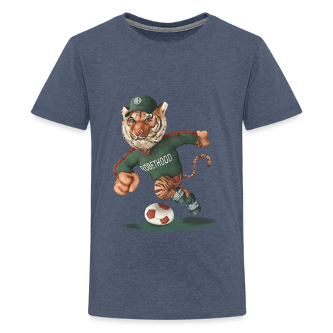 Teenager Unisex Premium T-Shirt mit Matchi - Blau meliert