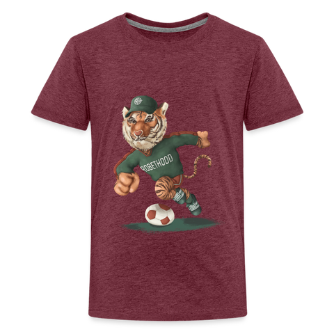 Teenager Unisex Premium T-Shirt mit Matchi - Bordeauxrot meliert