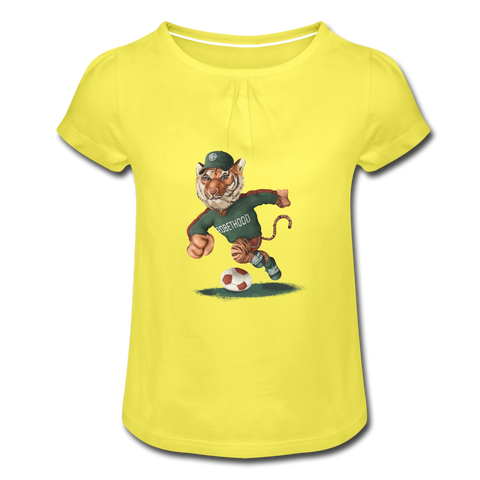 Mädchen-T-Shirt mit Raffungen und Matchi - Gelb