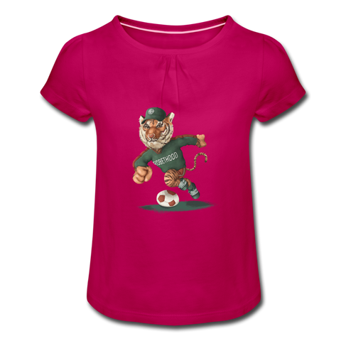 Mädchen-T-Shirt mit Raffungen und Matchi - Fuchsia