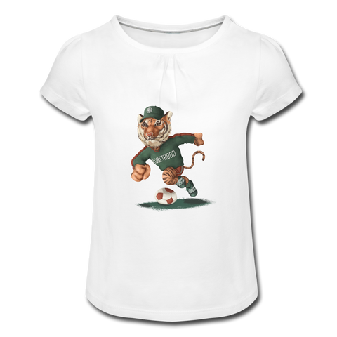 Mädchen-T-Shirt mit Raffungen und Matchi - Weiß