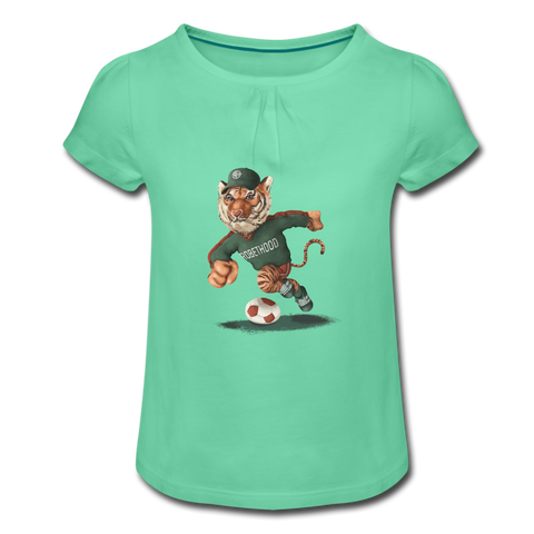 Mädchen-T-Shirt mit Raffungen und Matchi - Mintgrün